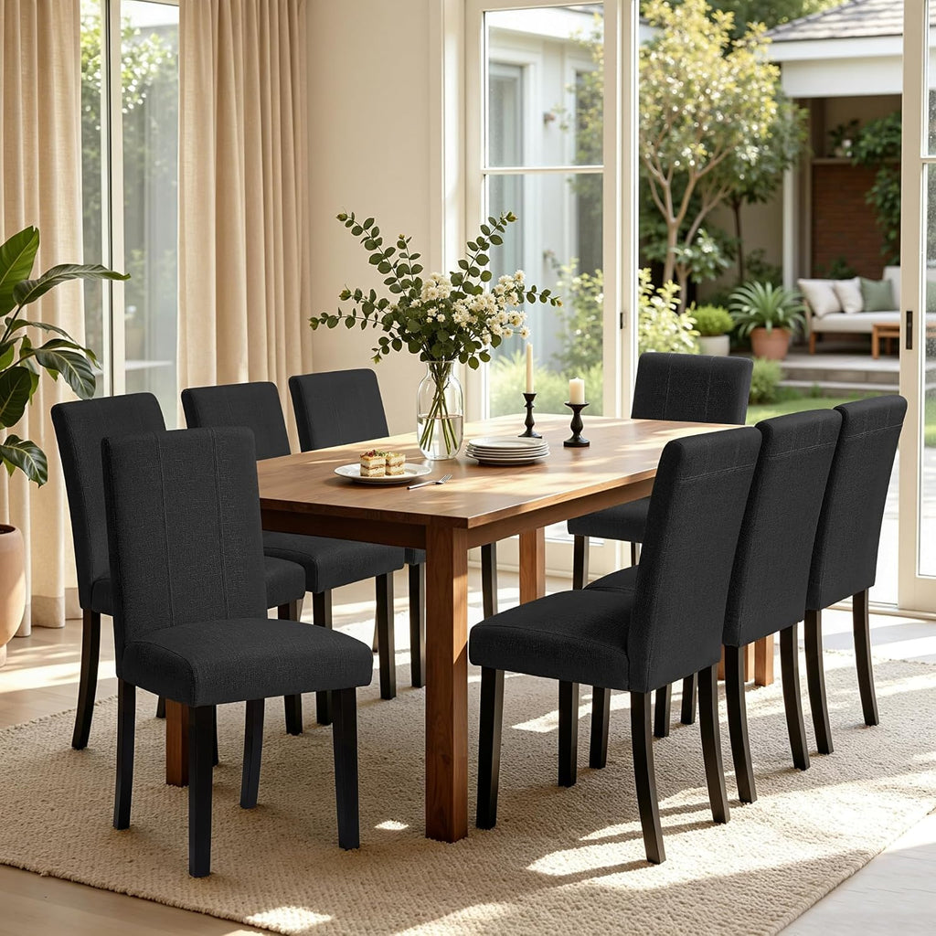 HOMYZOO Dining Chairs Set of 8, Upholstered Dining Room Chairs, Black