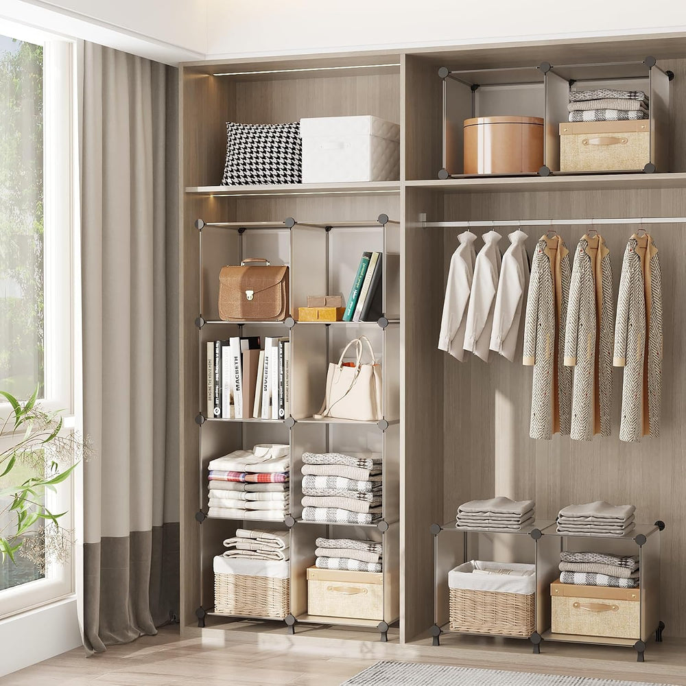AWTATOS Cube Storage Organizer, Closet Organizers, 6 Cube Shelf, Clear