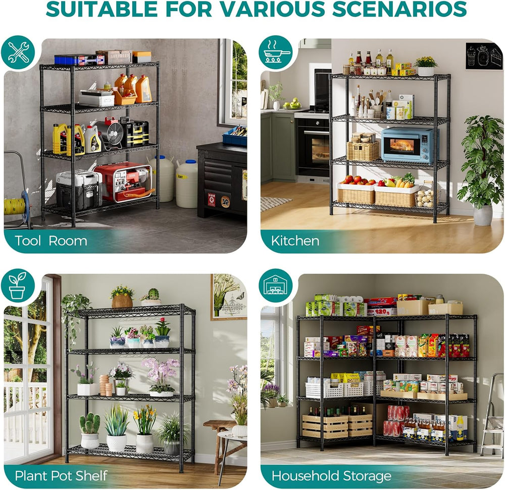 SINGAYE 4 Shelves Adjustable Shelf Heavy Duty Wire Storage Shelving Metal