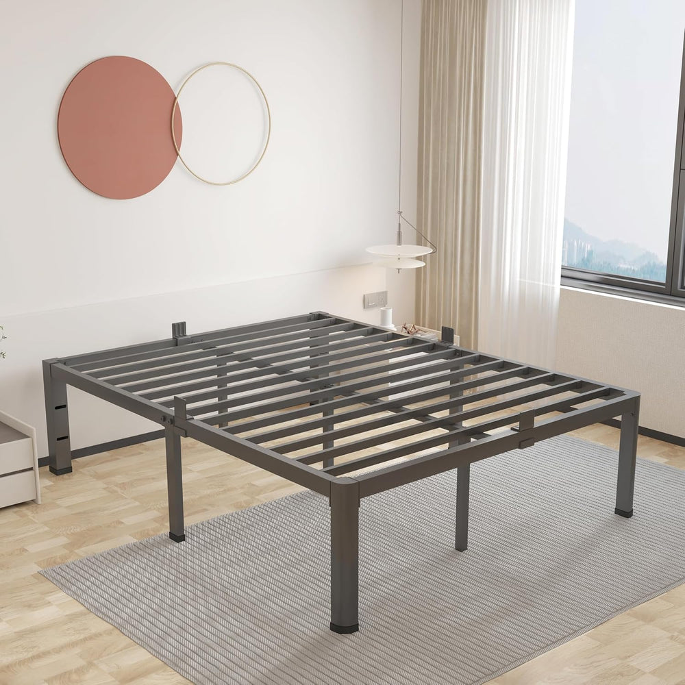 ROIL 14 Inch Queen Bed Frame with Rounded Corner & 4 Mattress Baffles