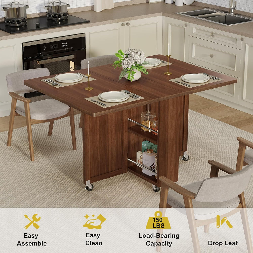 Folding Dining Table for 2-6, Designed for Small Spaces, Walnut
