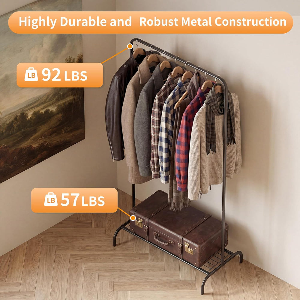 Black Clothing Rack for Small Spaces, 45" Height Garment Rack for Small ...