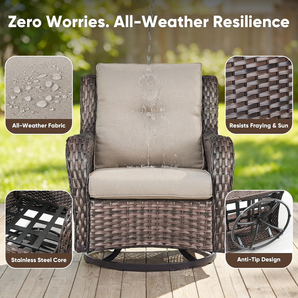Belord 8 Piece Wicker Patio Furniture Set, Outdoor Swivel Rocker Chairs Set o...