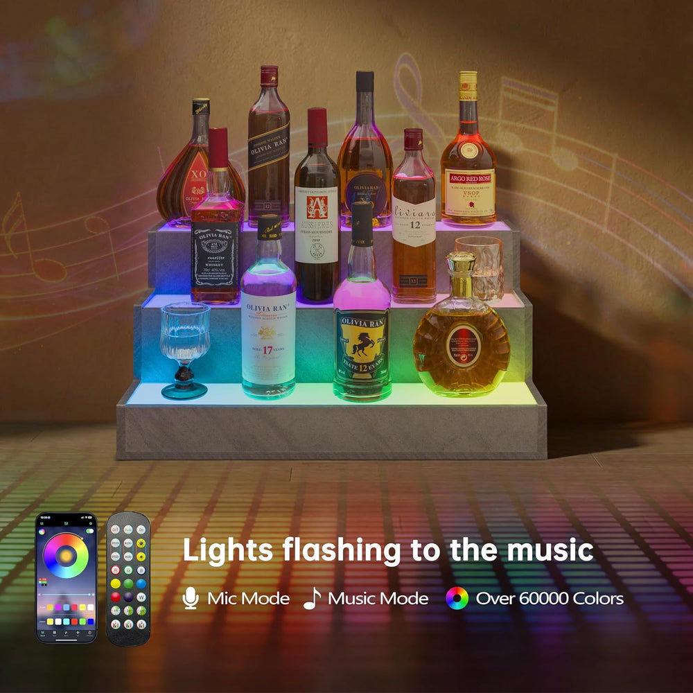 Cubehom Wine Rack LED Liquor Bottle Display Shelf for Home Bar Stand Decor
