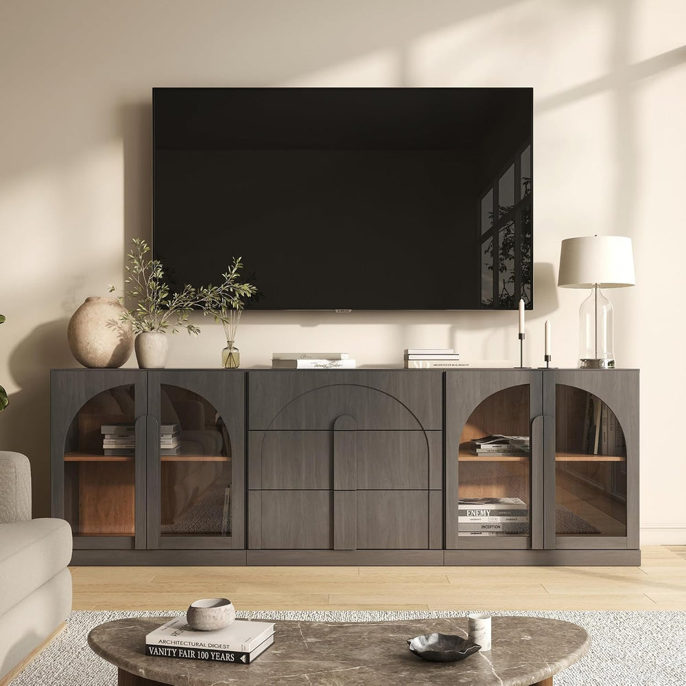 BELLEZE Bijou 3-Piece Modular Sideboard Buffet Cabinet - Ebony