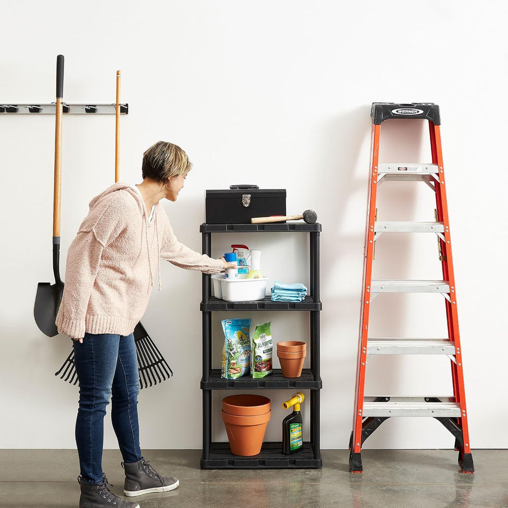 Gracious Living Knect-A-Shelf 4 Shelf Light Duty Storage Rack, Black