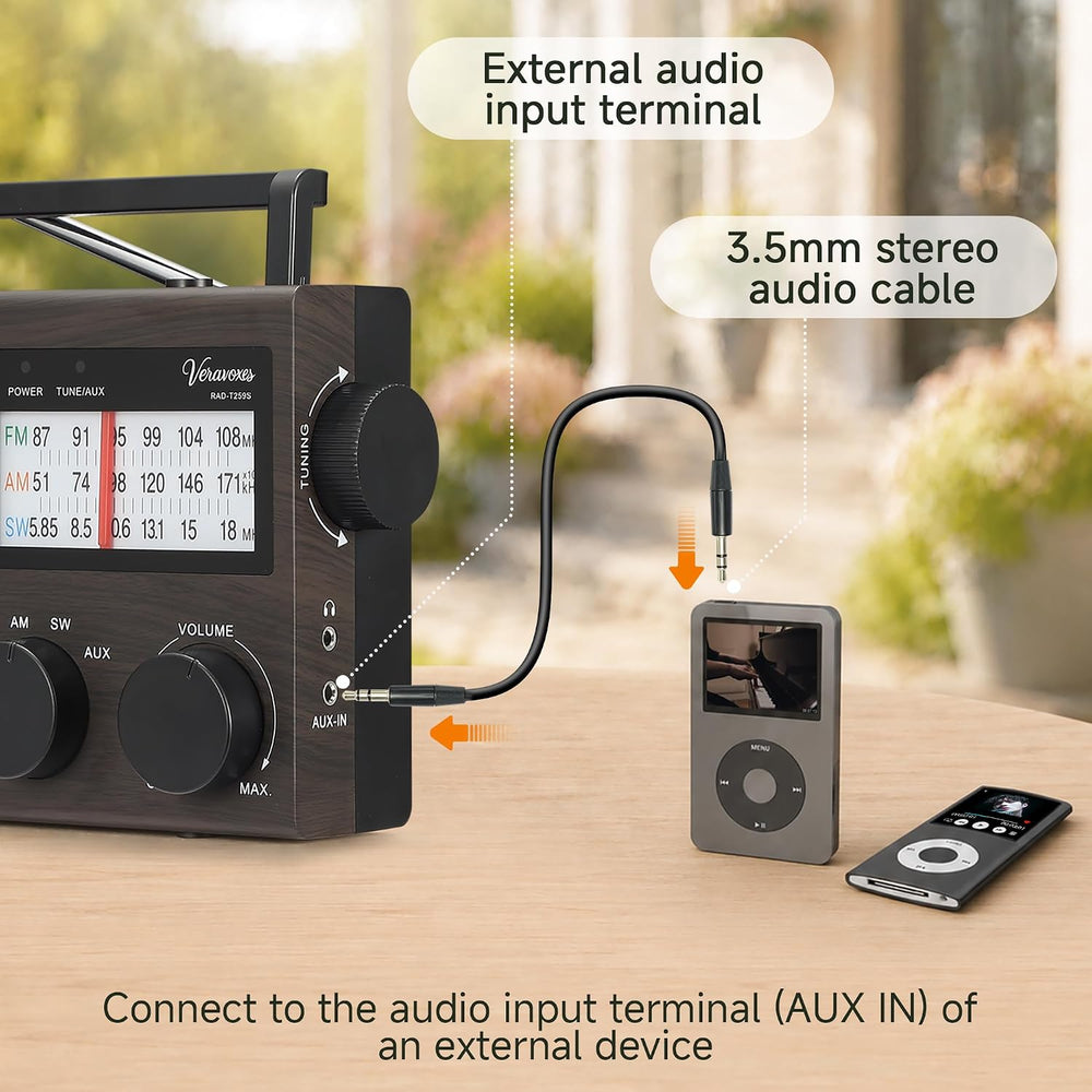 Portable AM FM Shortwave Radio AC & Battery Powered