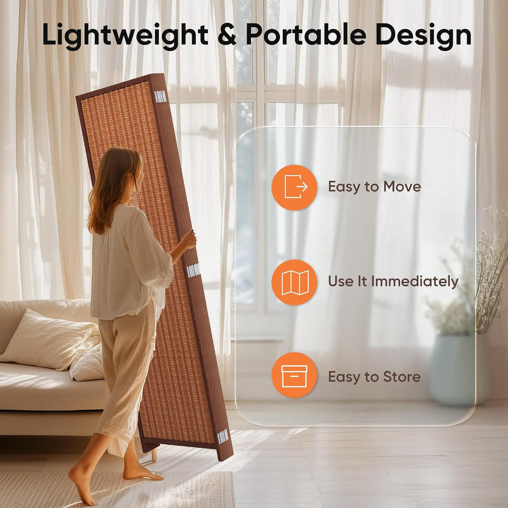JOSTYLE 5 Panel Folding Privacy Screen 6ft Bamboo Freestanding Room Divider