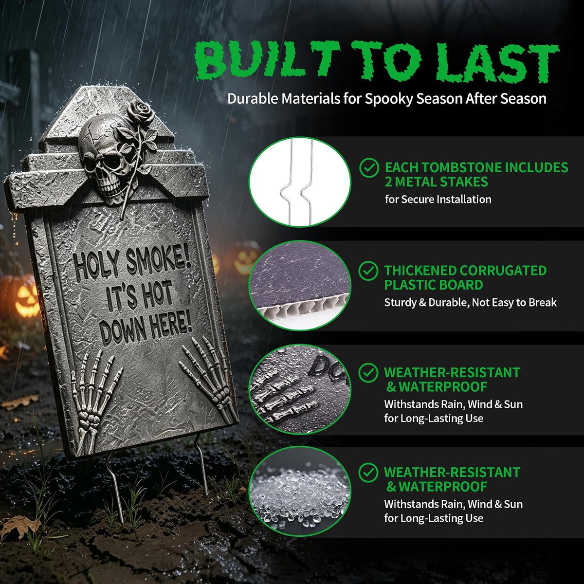 17" Halloween Tombstones Outdoor Decorations, 6 Pack Graveyard Yard Signs