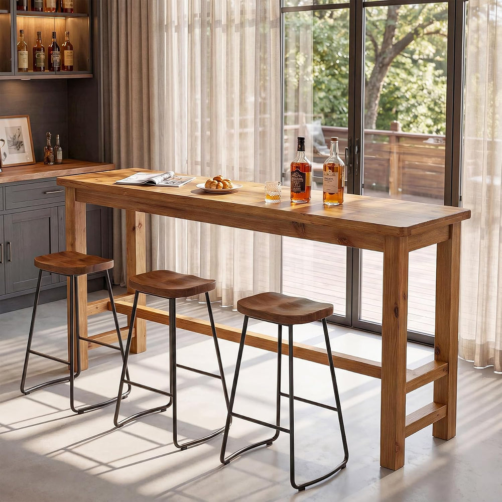 Tribesigns 63" Solid Wood Bar Table, Rectangular Counter Height Pub Table