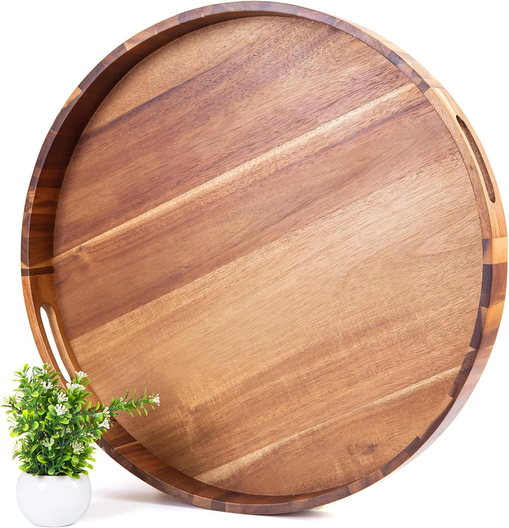 Extra Large Round Ottoman Coffee Table Tray, 22" Big Kitchen Serving Tra...