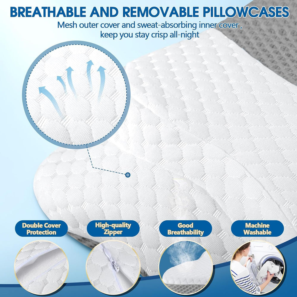 CHxxy Memory Foam Pillows, Cervical Pillow for Neck & Shoulder Pain Relief