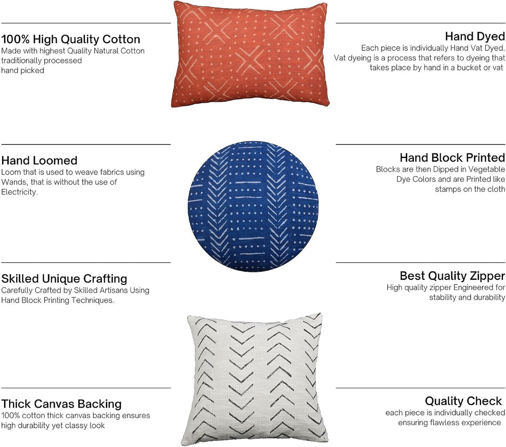 Trade Star 100% Cotton Lumbar Pillow Cover Handloomed Pillow Shams Rustic Bac...