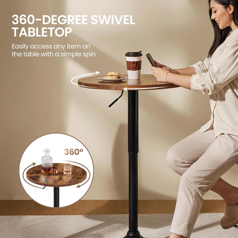 Yaheetech Round Bar Table Set of 2, Adjustable 27.5-36" Height, Brown