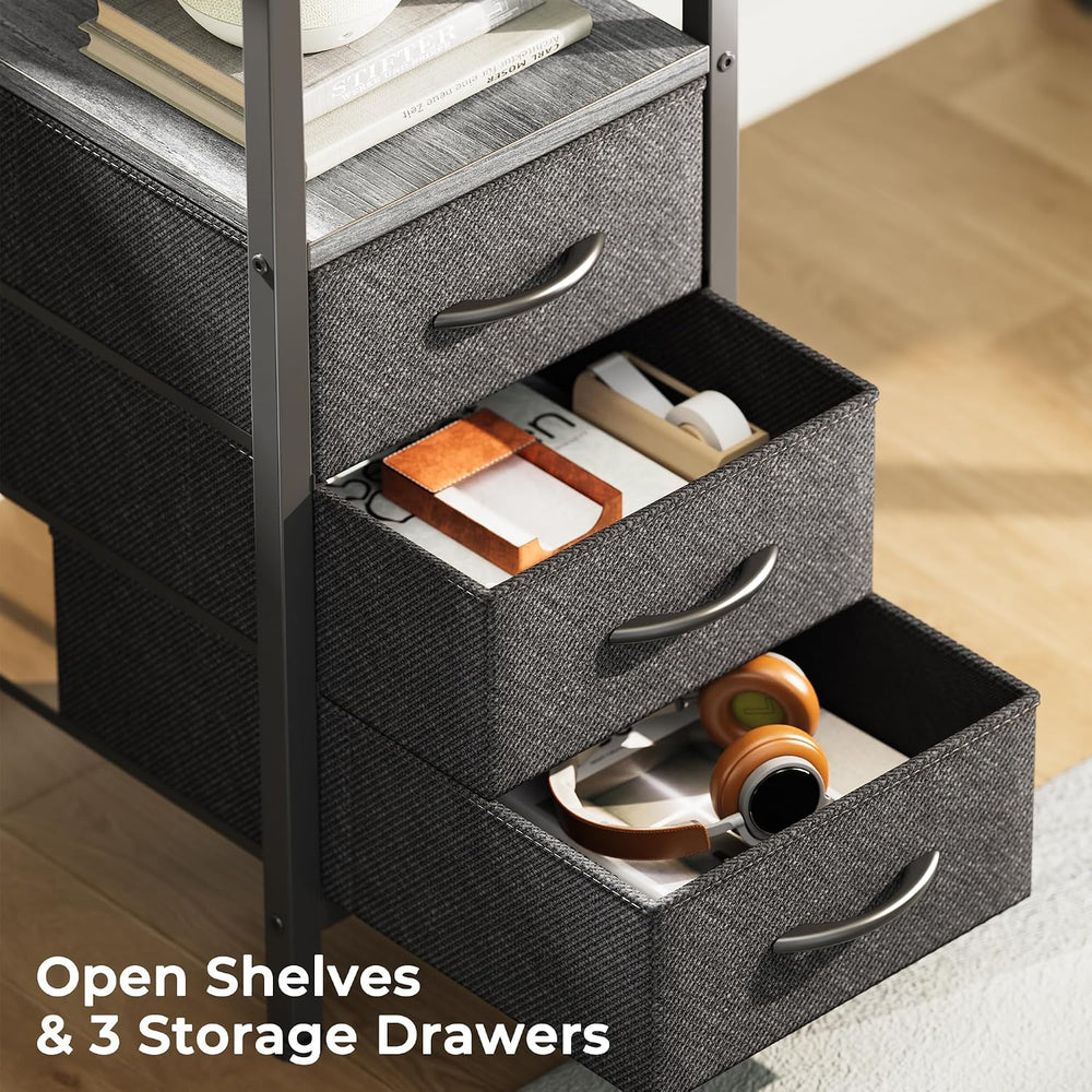 Huuger L Shaped Office Desk with Power Outlets & 3 Drawers