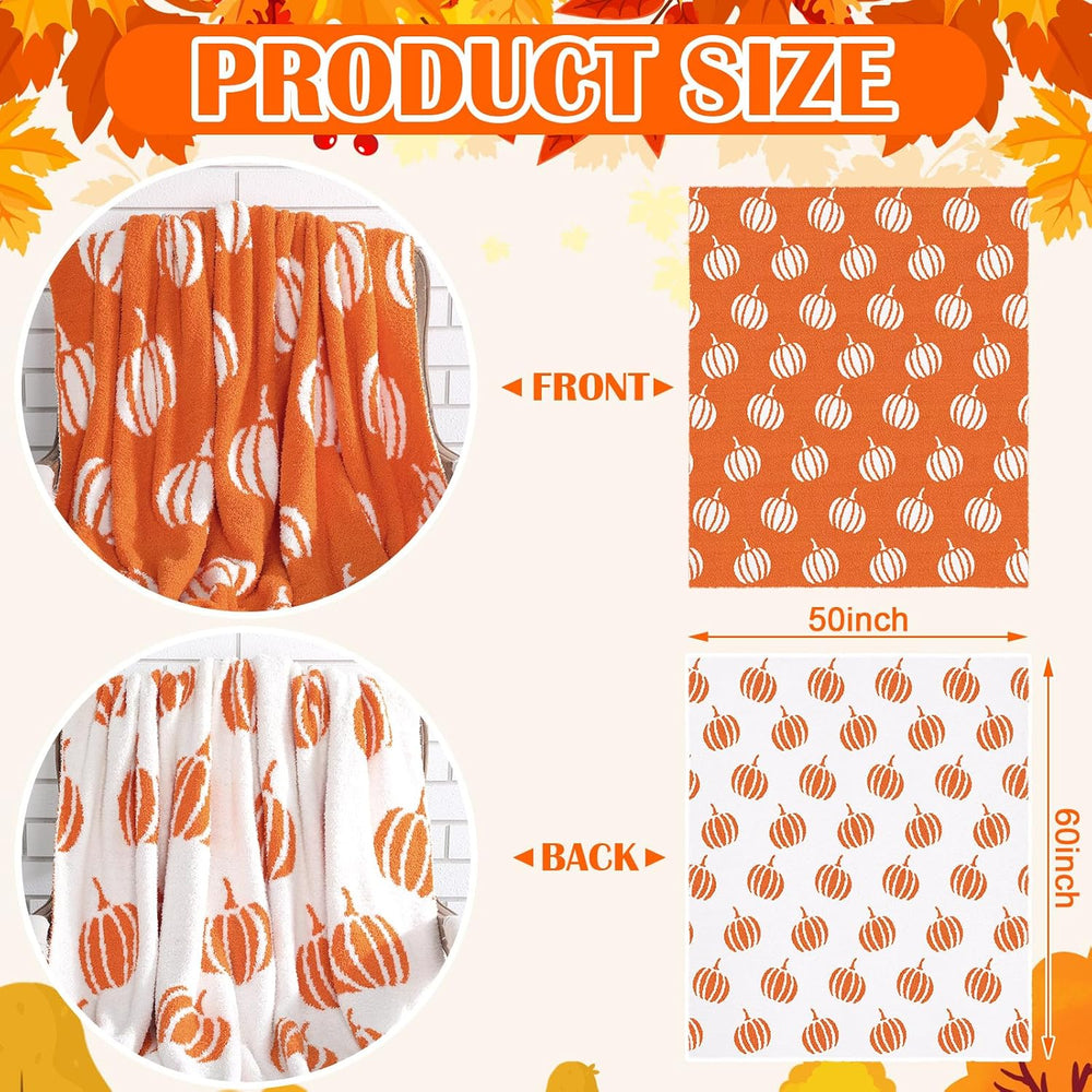 Fall Pumpkin Throw Blanket and Pillow Set, 50 x 60 Inch