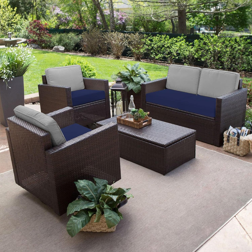 Favoyard 2-Packs Outdoor Chair Cushion, 22 x 22 x 3 Inch, Rainproof, Blue