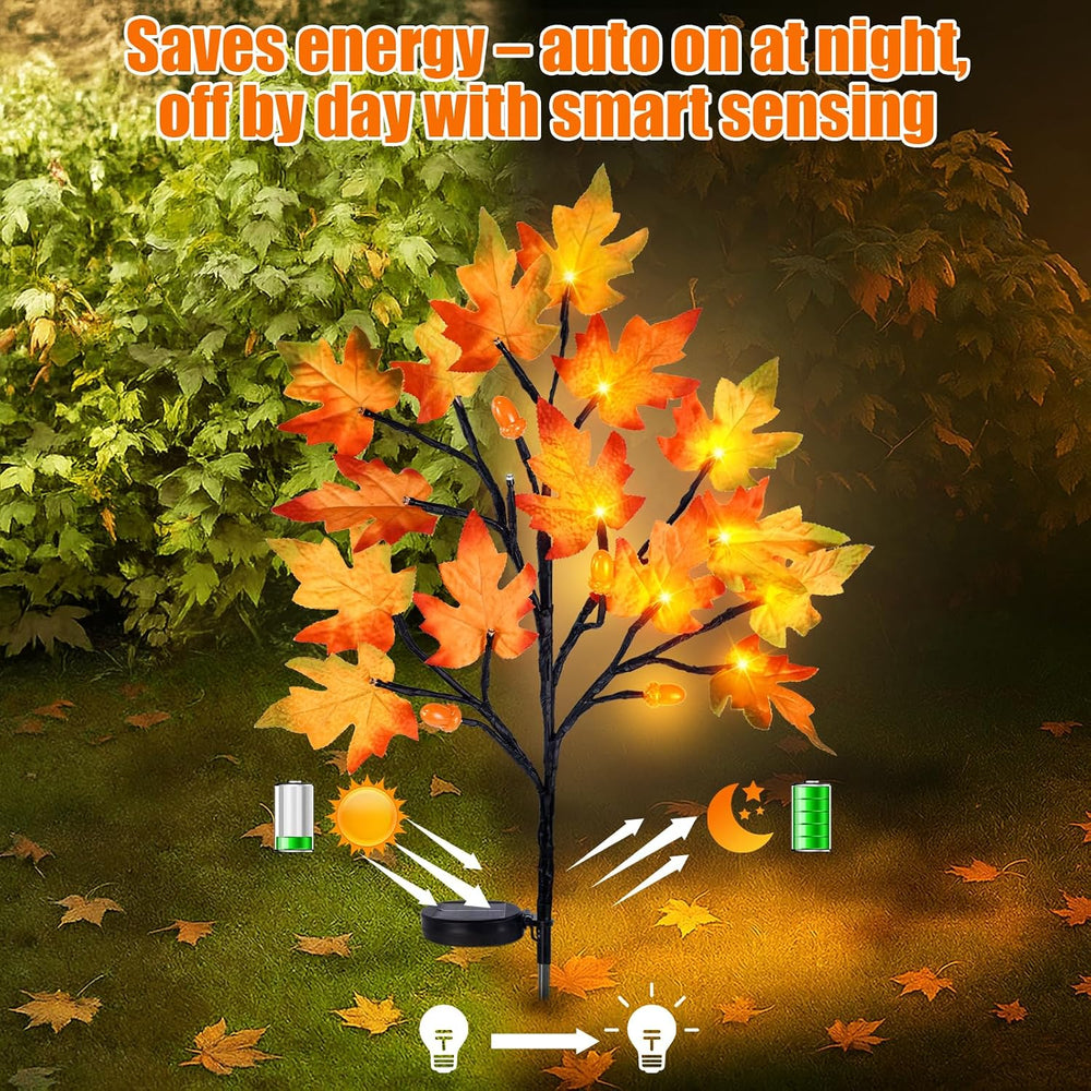 Uieke 4PCS Solar Fall Lights Outdoor Decorative, 34" Fall Decor with Aco...