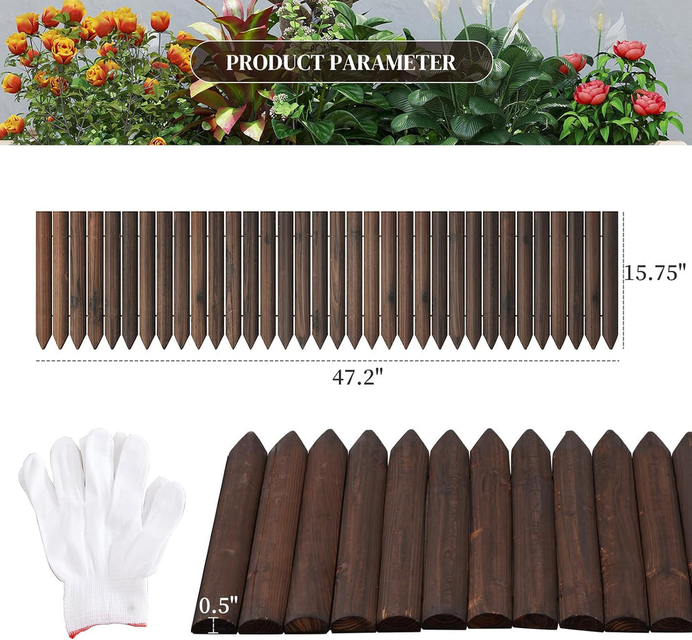 Garden Border Edging Wood Fence Landscape Edging Border Wooden Landscape Edgi...