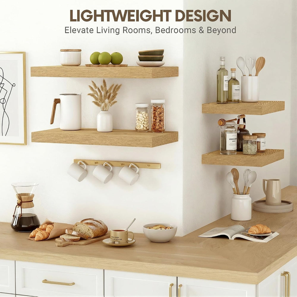 Vivelove 10 in Deep Floating Shelves 16” Set of 2, Oak