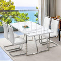 Ebullient White Dining Table Set for 4, Modern Dining Room Table Set for 4