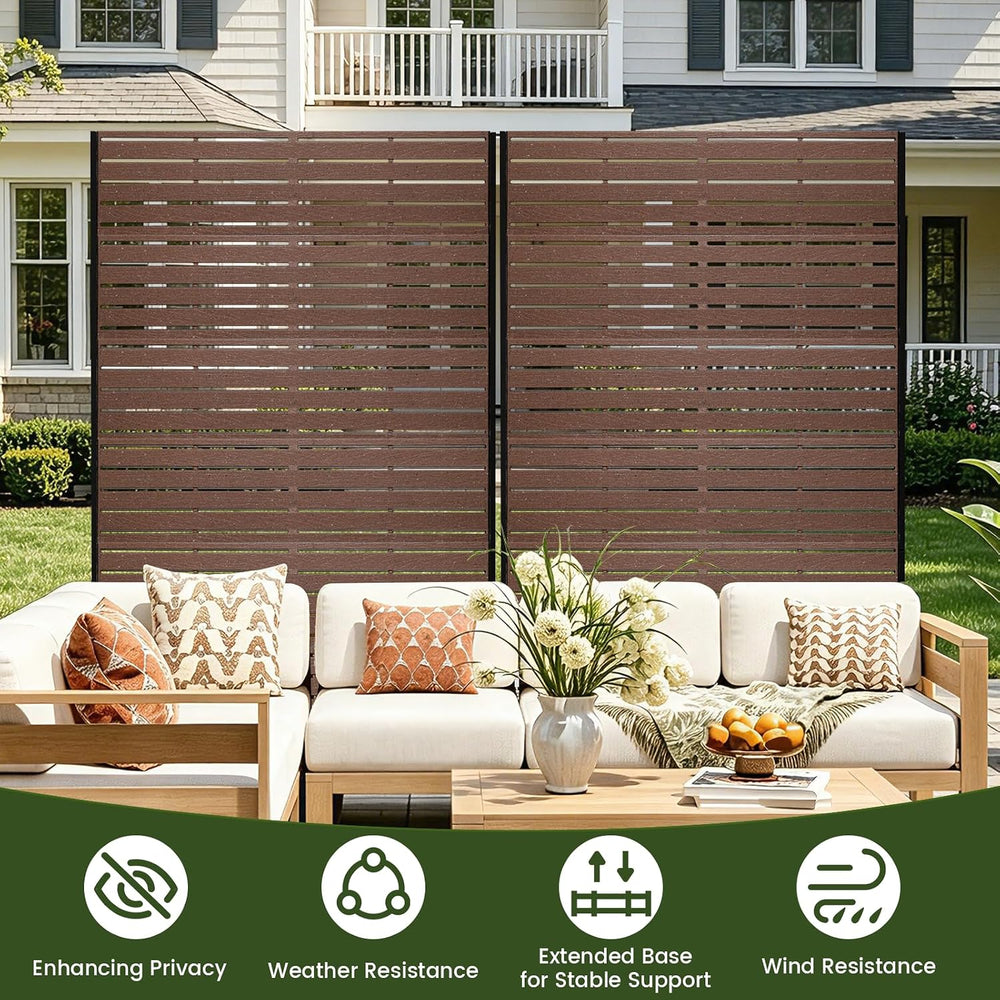 Outdoor Privacy Screen 72" H HDPE Decorative Panel Freestanding Privacy ...