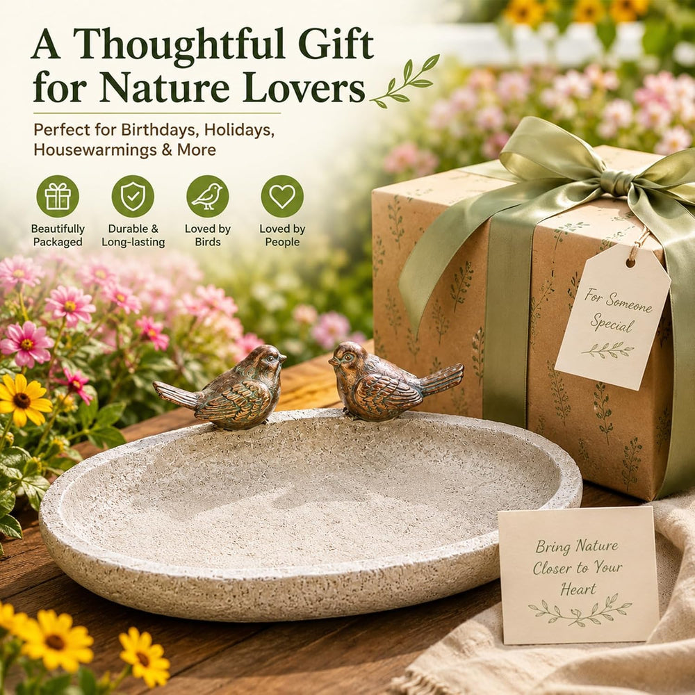 MUMTOP Bird Baths for Outdoor, Resin Garden Ground Birdbath Bowl Yard Decor