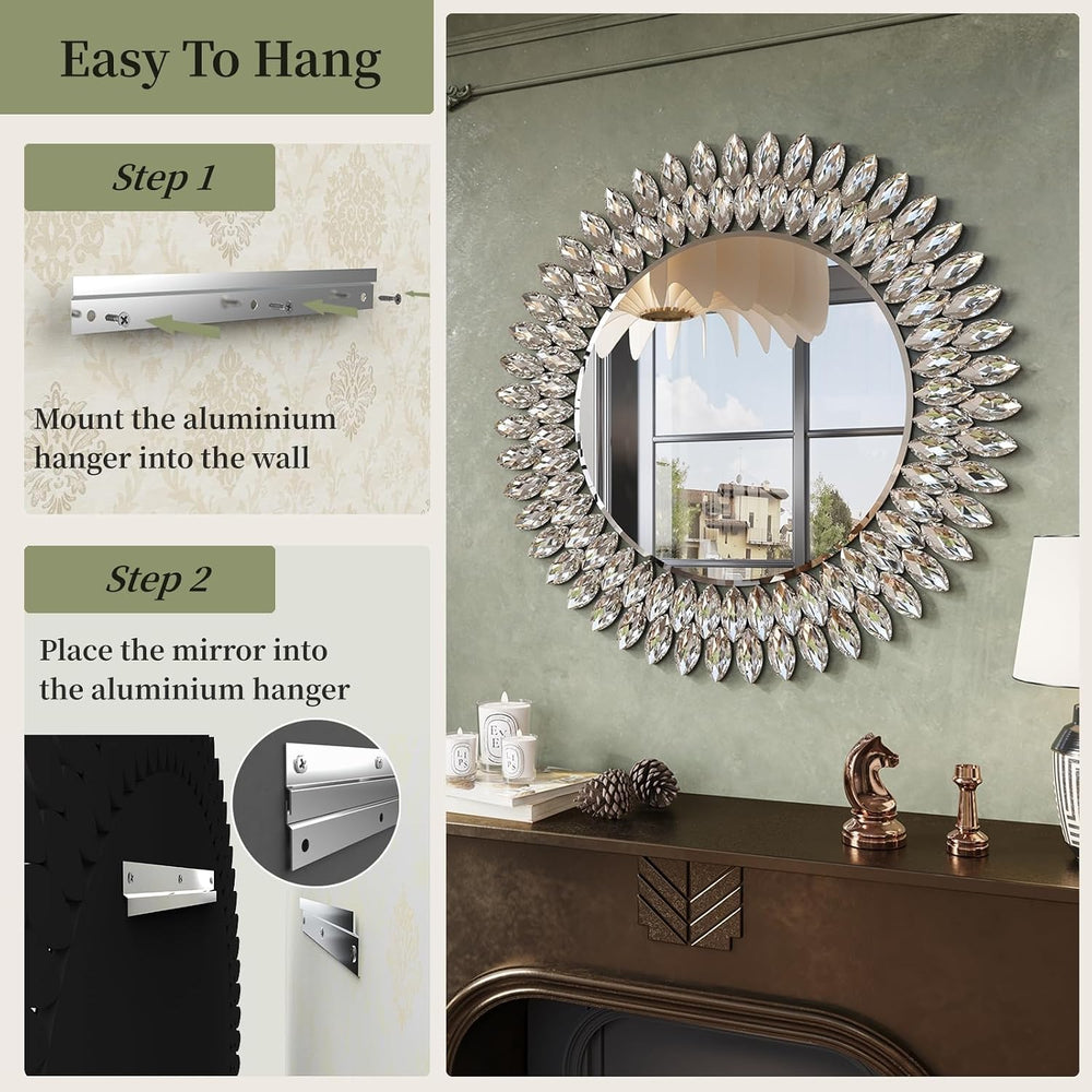 Kelly Miller 26" Jeweled Luxury Round Decorative Wall Mirror