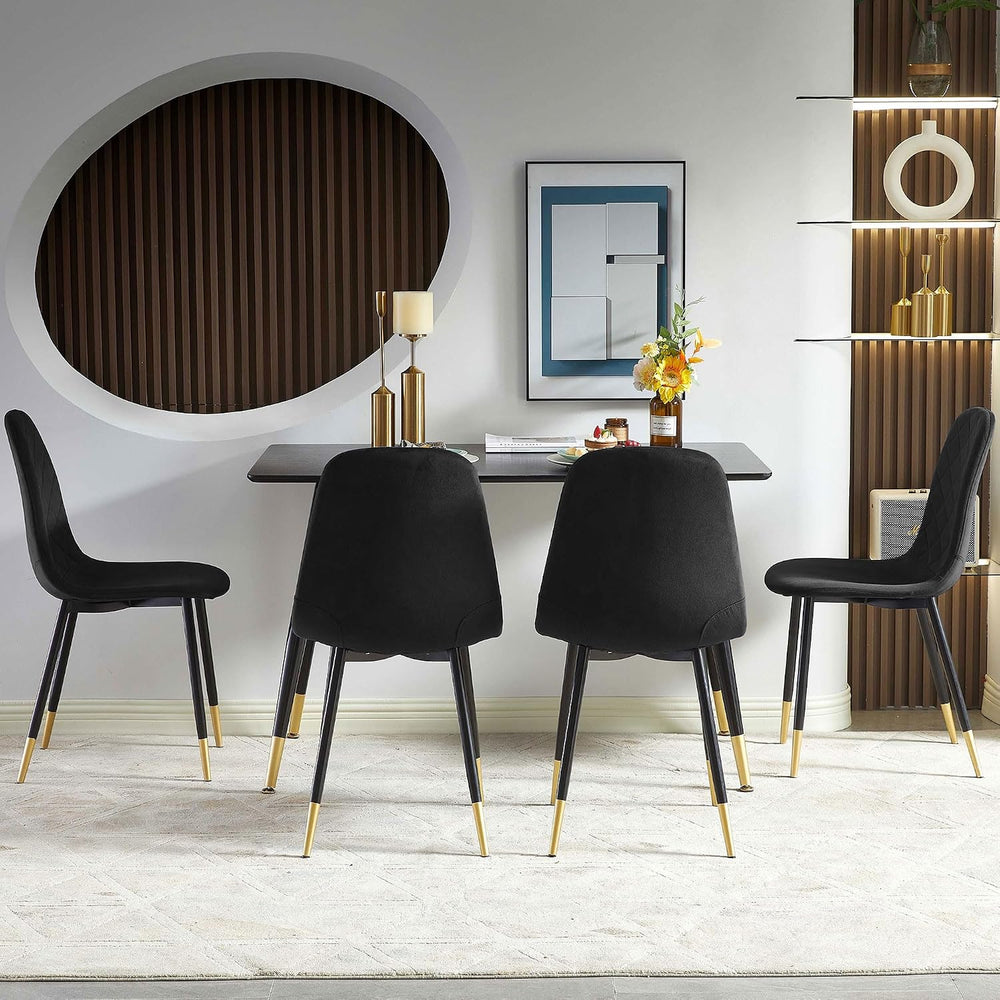 NORDICANA Velvet Dining Chairs, Black, Set of 4