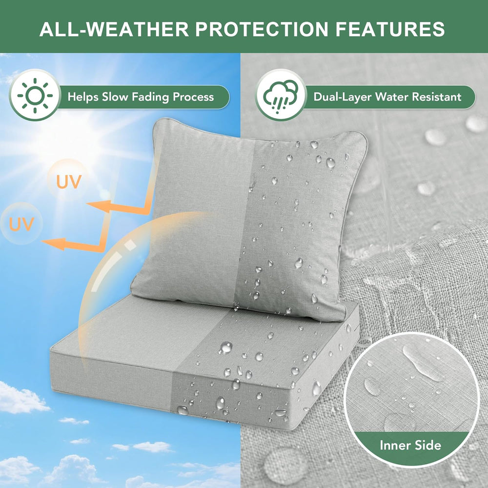 Summsun Patio Cushions for Outdoor Furniture, Faux Linen Water Resistant Back...