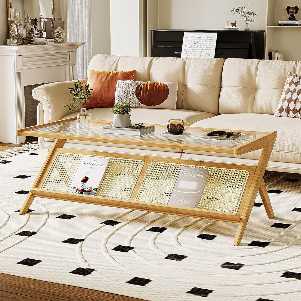 Bamworld Rattan Coffee Table Mid-Century Modern Coffee Table BambooTable