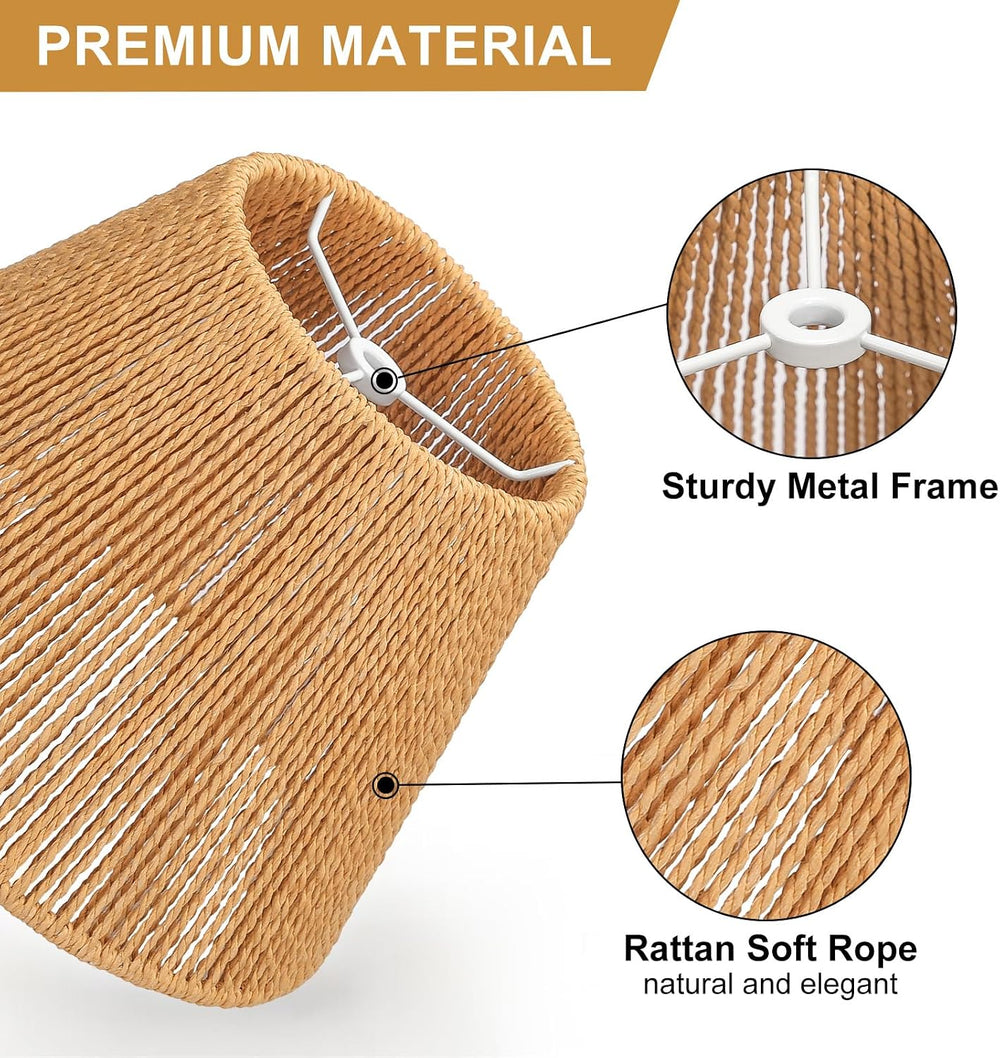 Small Rattan Lamp Shades Set of 2, Boho Lamp Shades for Table Lamps, 5.5&quot...