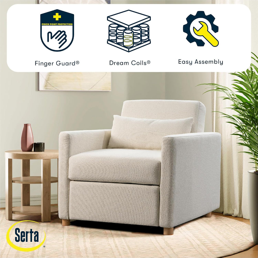 Serta® Corwin 36" Convertible Accent Chair, Dreamcoil® Comfort, FingerGu...