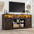 Vinctik 6&Fox 70in Wooden Farmhouse Entertainment Center for 80/75 inch TV,Double Layer Storage Farmhouse TV Stand,Double-Row Sockets with Wood Sliding Barn Door TV Stand(Double Layer Rustic Brown)