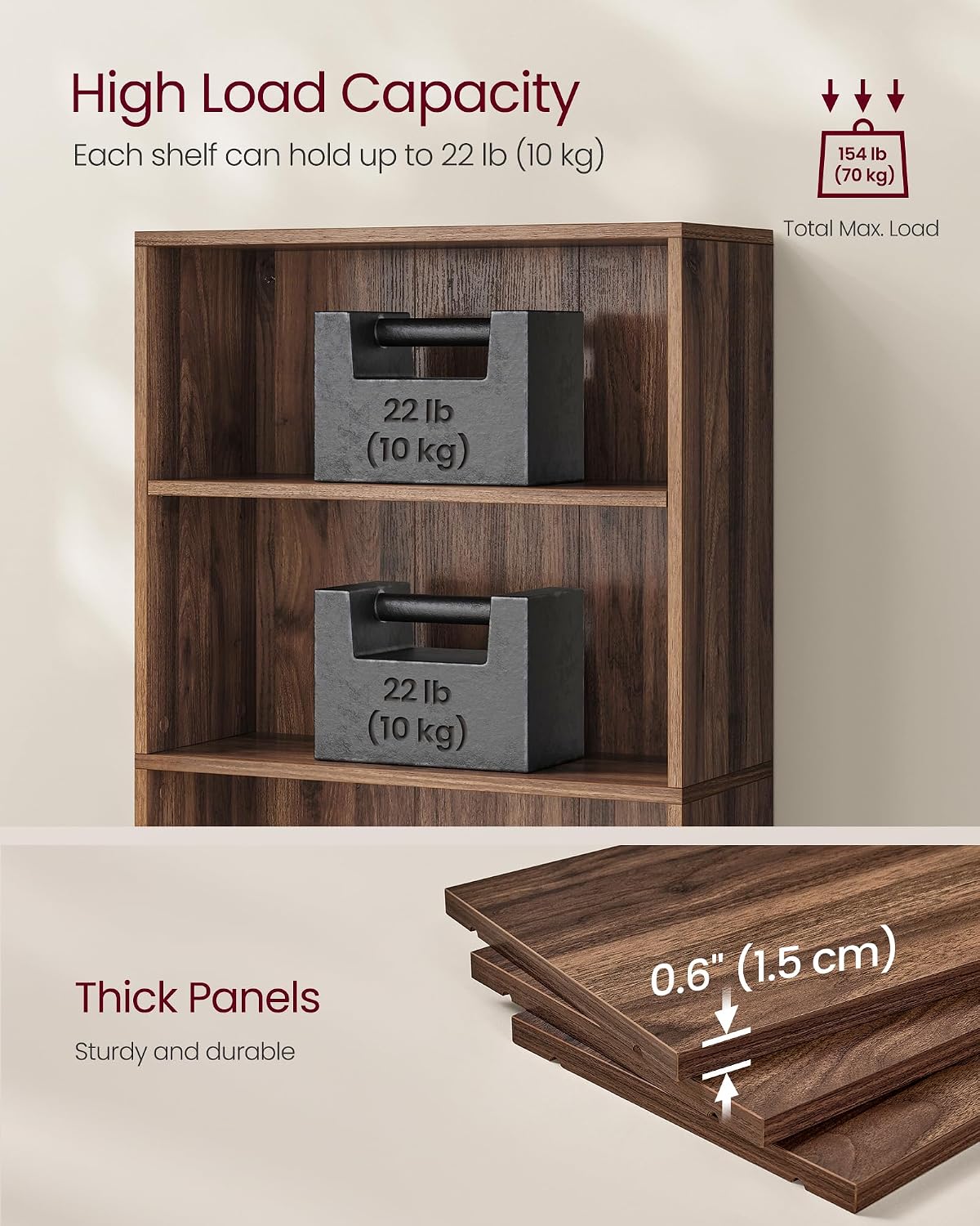 vasagle 6-tier bookshelf, storage organizer, 23.6 x 9.4, package contents