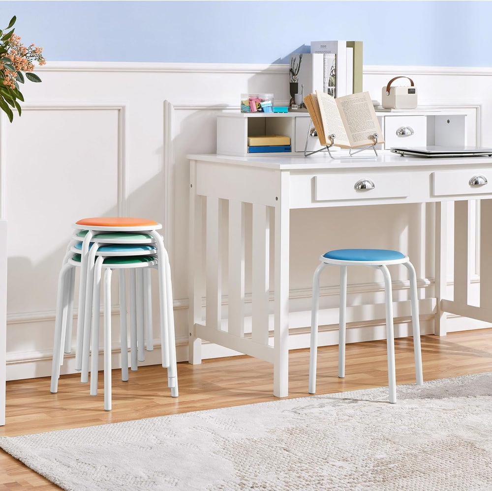 Yaheetech Padded Stackable Stools Set of 5, Classroom Seating, Pastel Tones