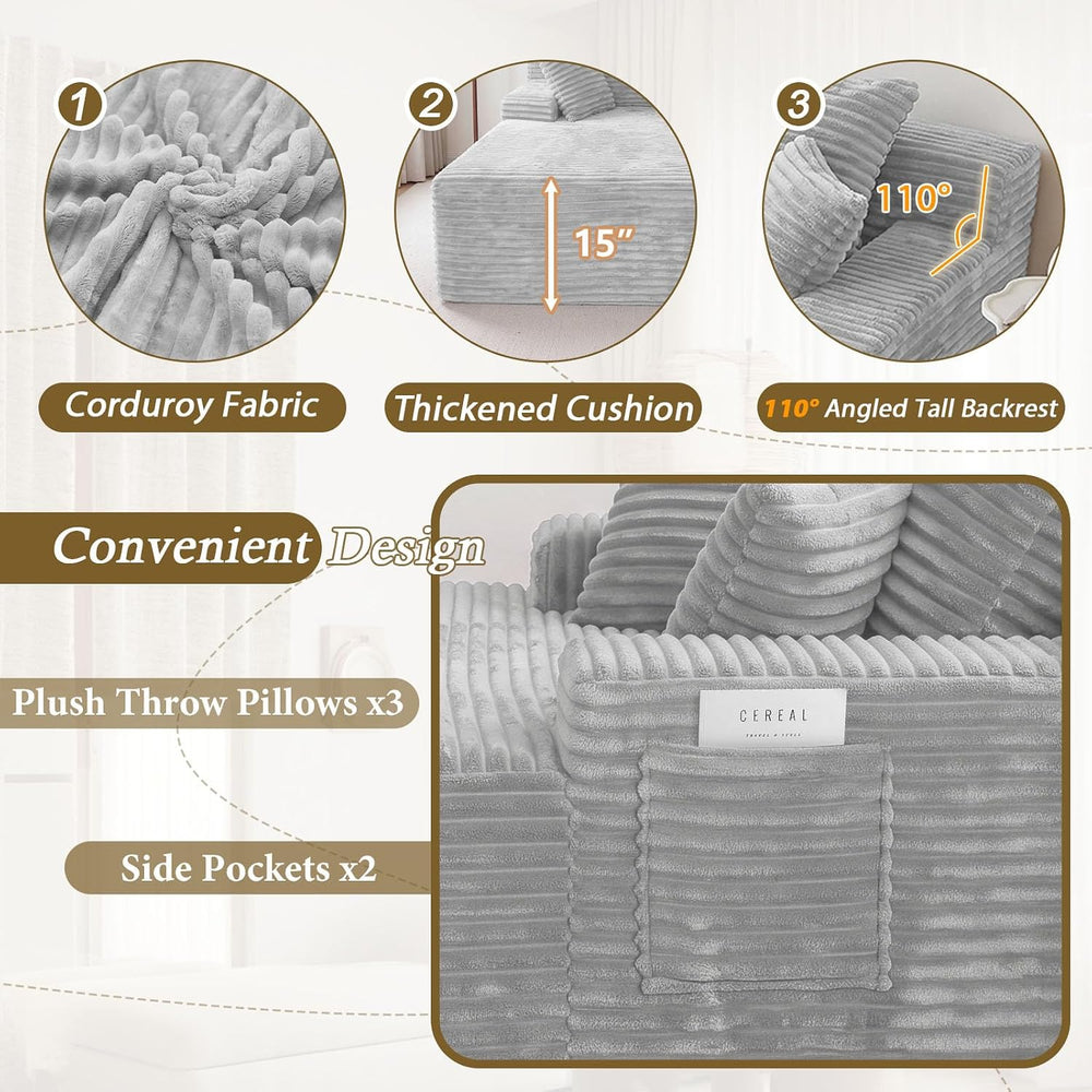 65" Oversized Boneless Chaise Lounge Chair, Cloud Reading Chair