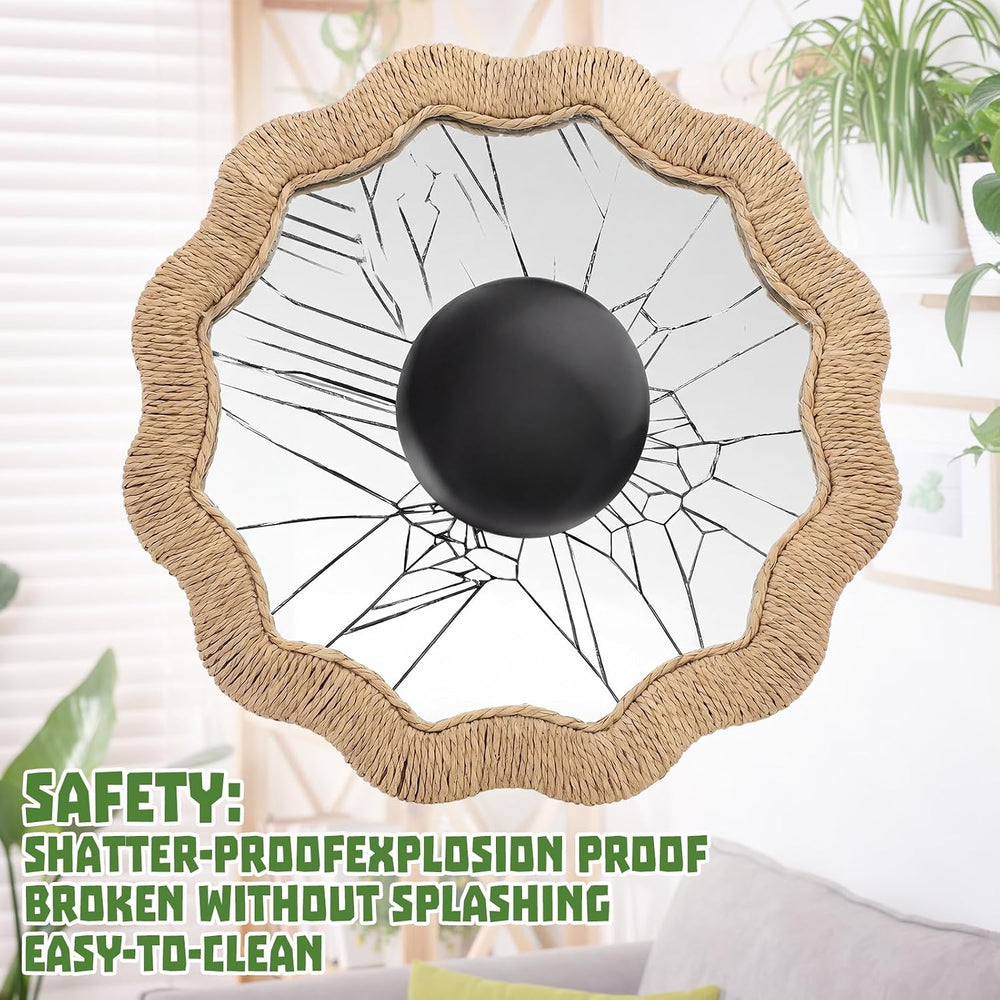 Junkin Boho Rattan Mirror for Bathroom, Circle, 11.8 x 11.8 in