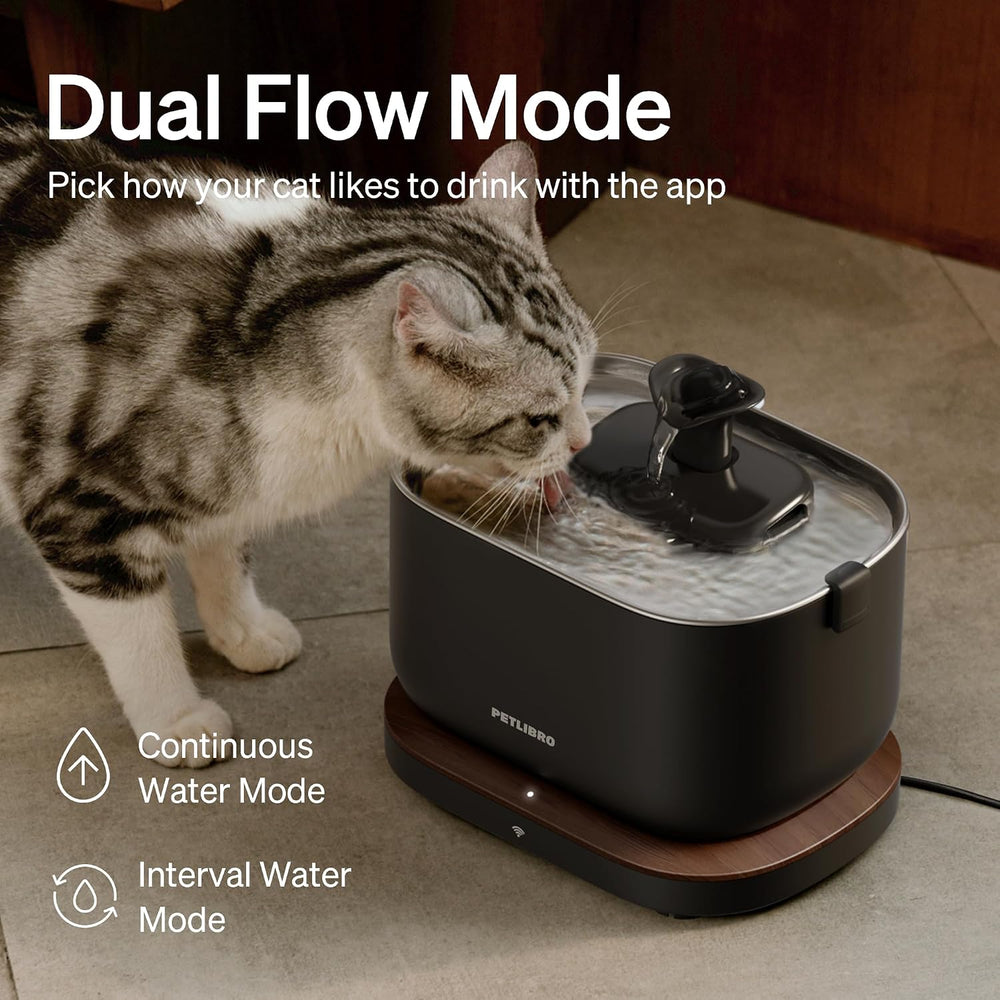 PETLIBRO Cat Water Fountain Stainless Steel Tray, App Monitoring Cat Fountain...