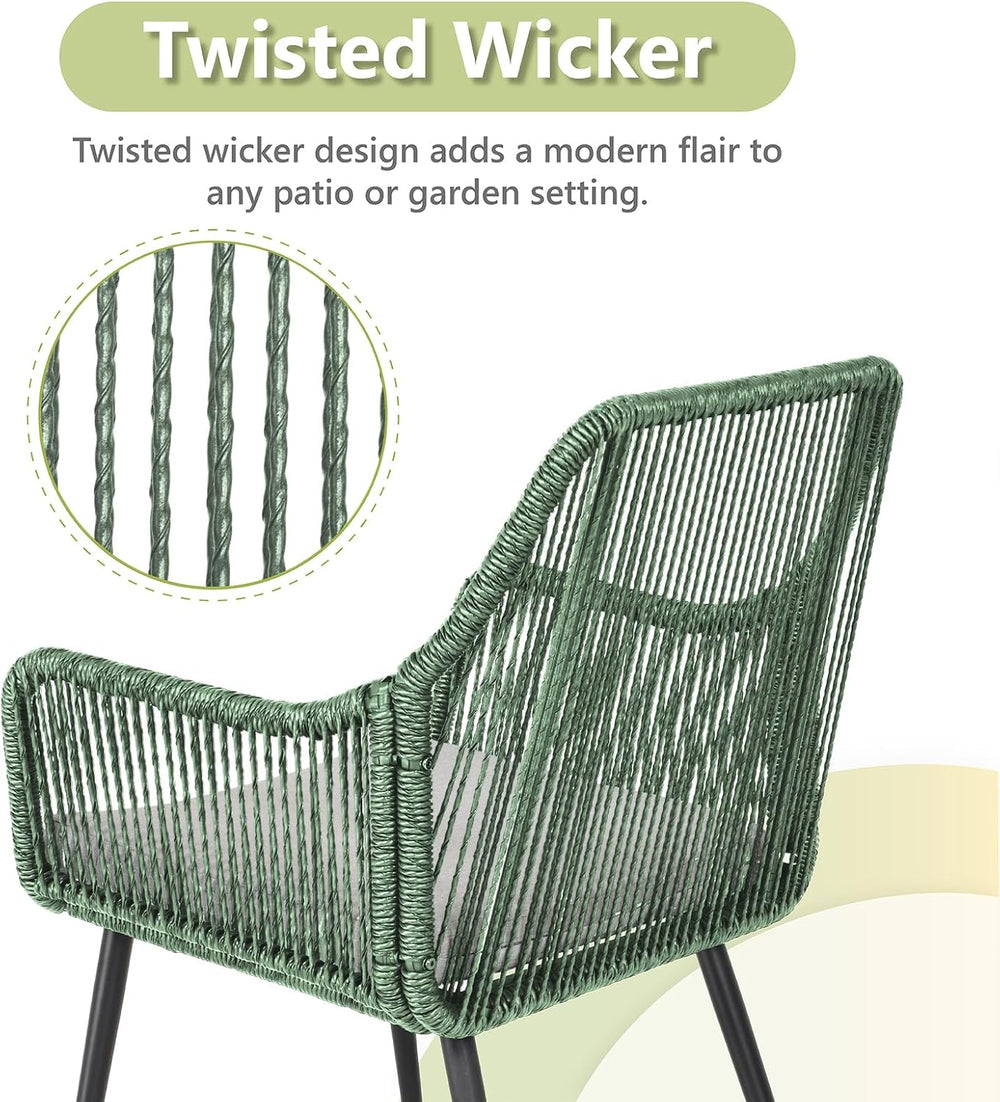 Patio Dining Chairs, Outdoor Dining Chairs with Armrest & Cushion Set of ...