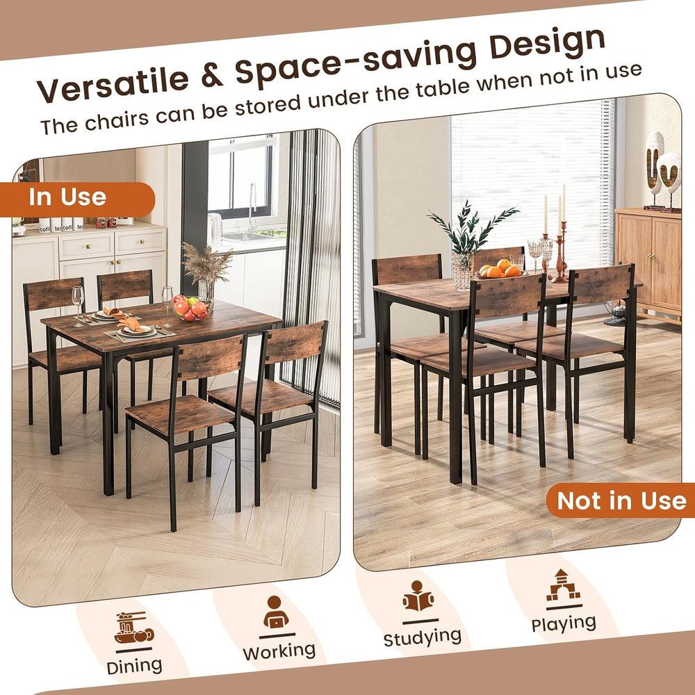 Tangkula Dining Table Set for 4, Modern Kitchen Table and Chairs Set of 4