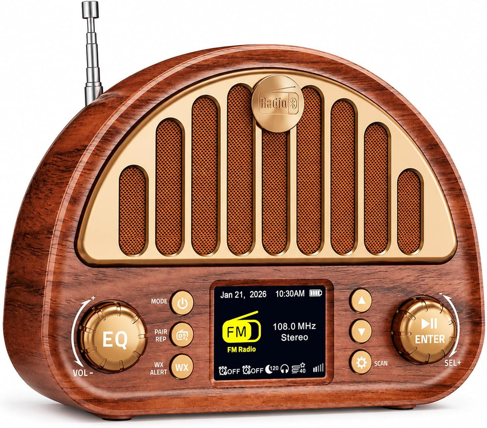 Eoxsmile FM Radio with Bluetooth, NOAA Weather Alert, 40 Presets, 3000mAh