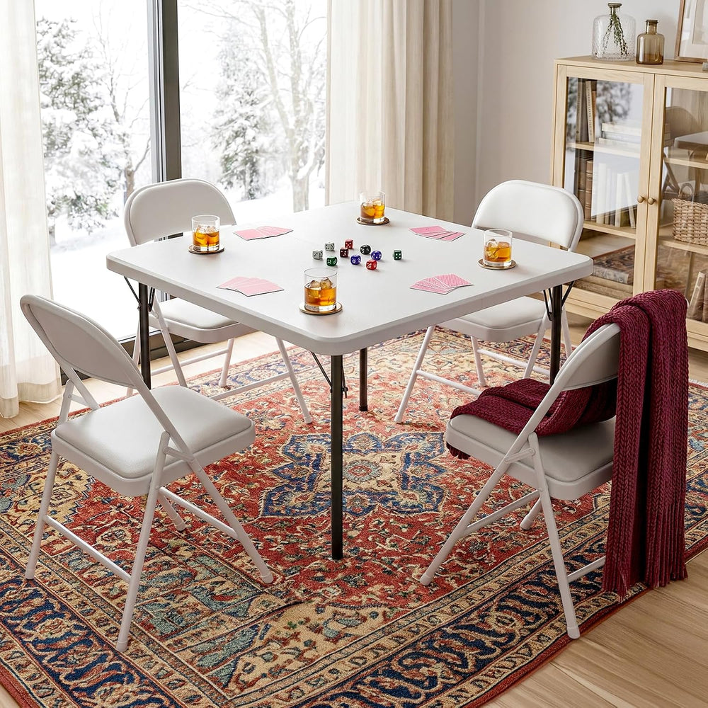 Folding Table and Chairs Set for 4, 5 Piece Card Table Set with 36" Squa...
