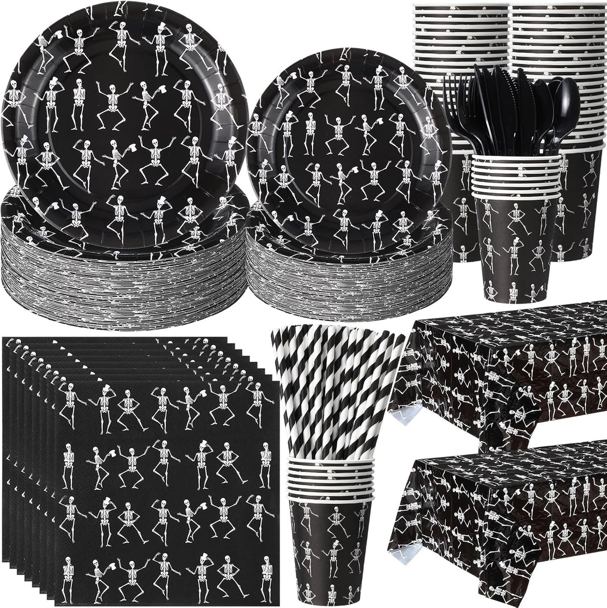 Funnymoom 452 Pcs Halloween Skeleton Party Decoration Supplies, Serves 50