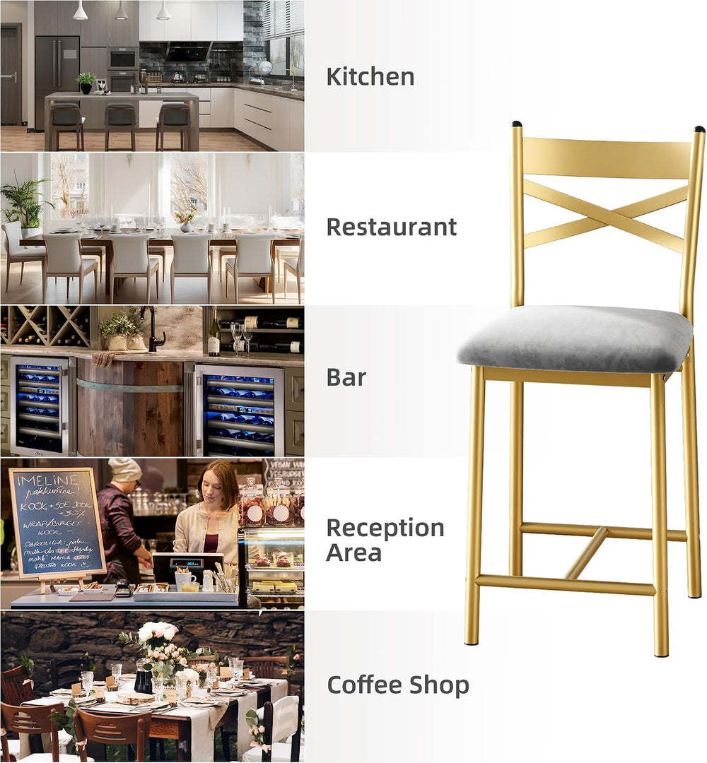 Garvee 26'' Bar Stools Set of 2, Counter Stools with Back & Thick...