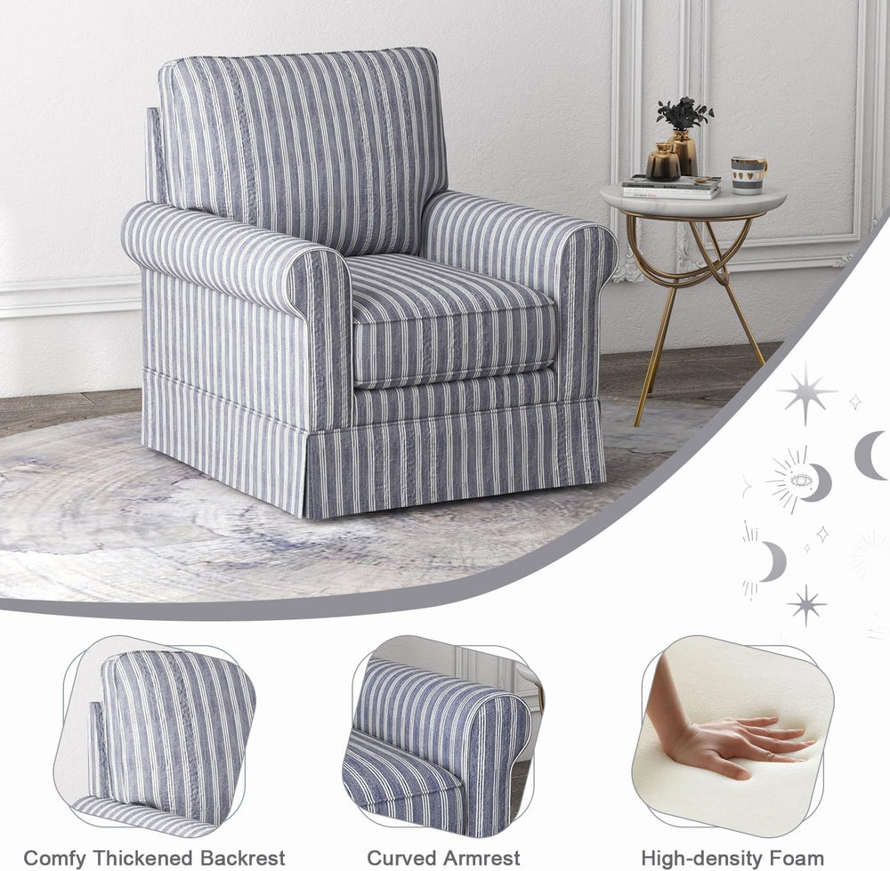 INZOY Swivel Accent Chair Linen Mid Century Modern Chair, Comfy Swivel Barrel...