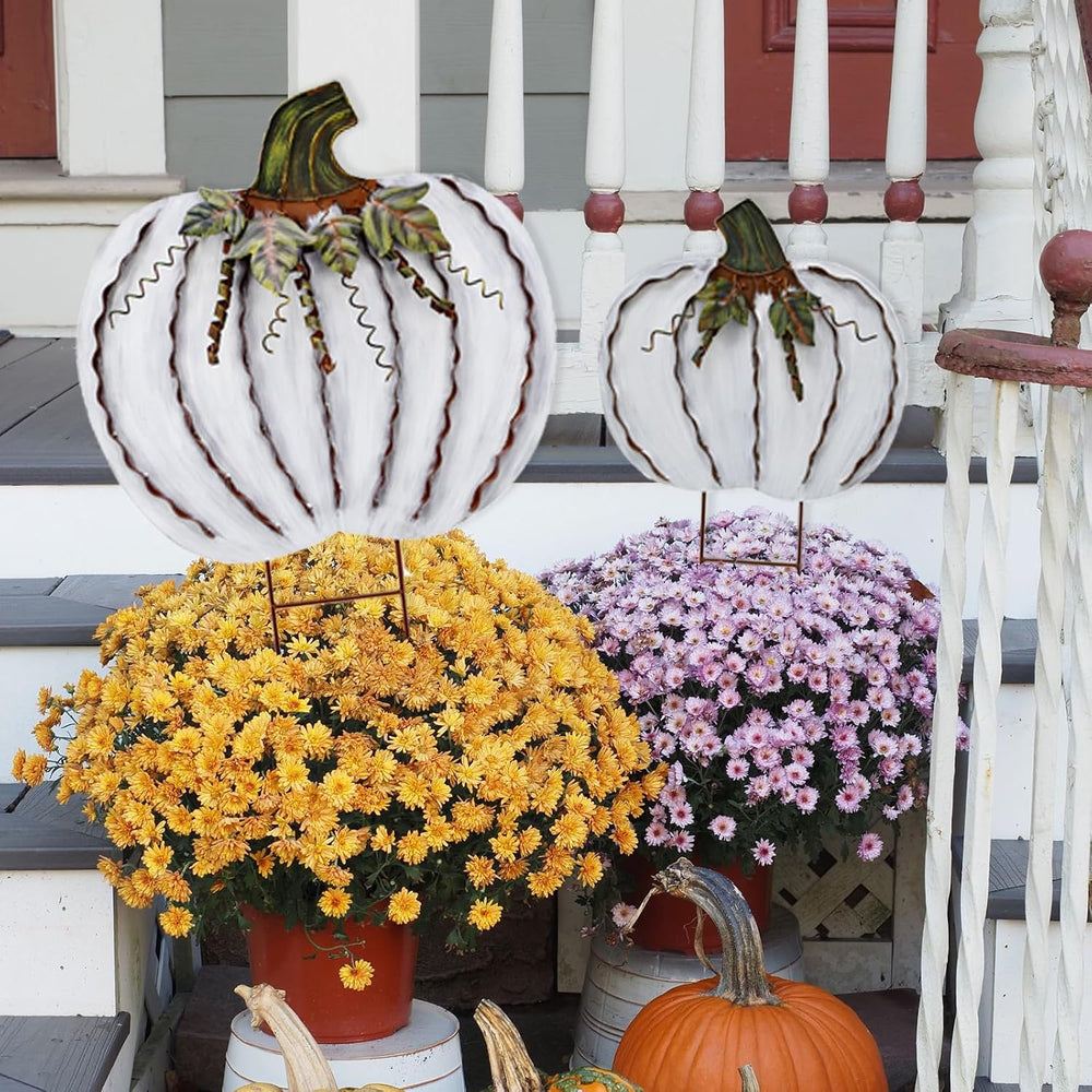 Aecipl Metal Pumpkin Garden Stakes - Autumn Decorative Yard Signs - Indoor Ou...