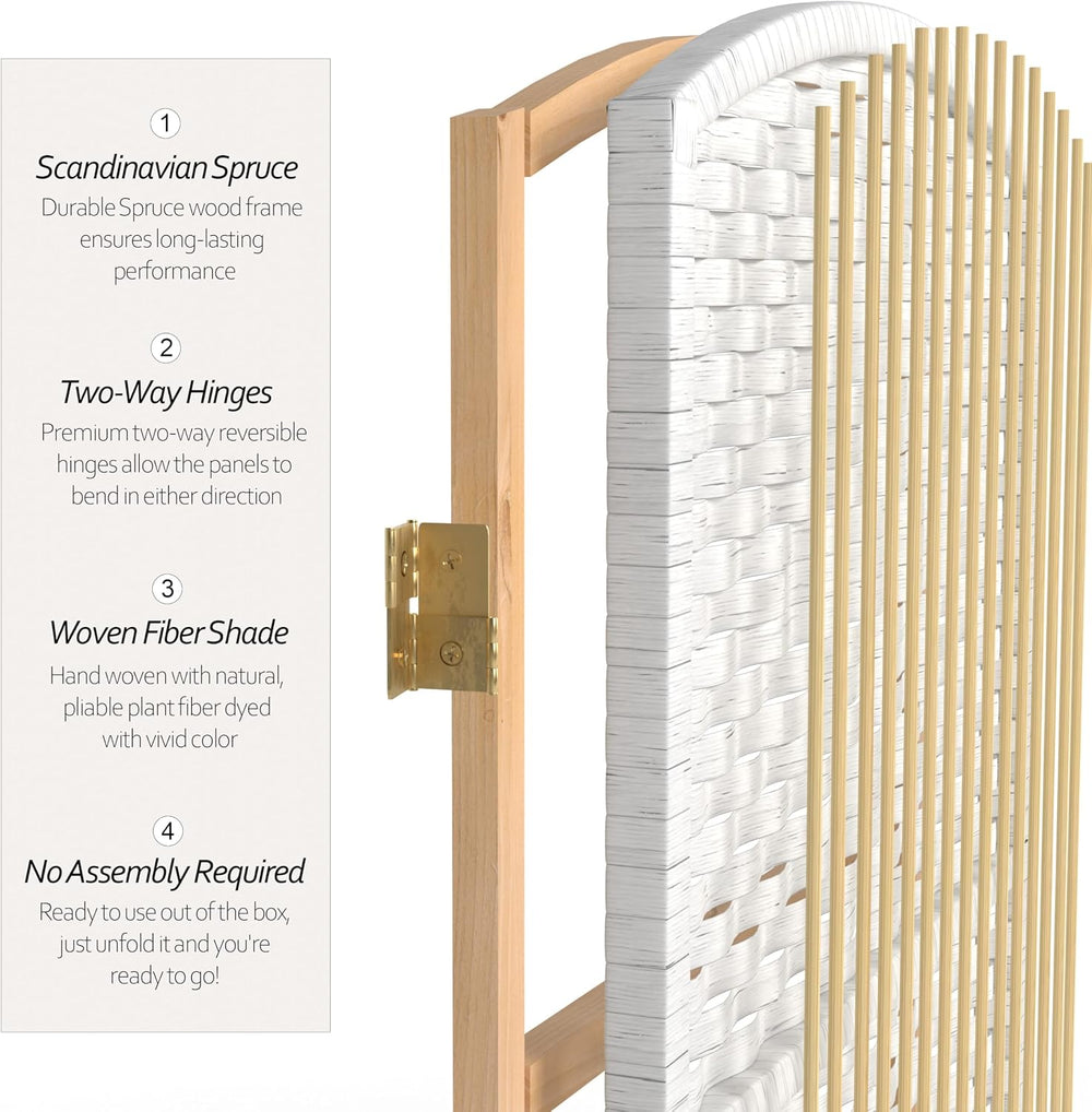 Red Lantern 6 ft. Tall Diamond Weave Fiber Room Divider - White - 3 Panel