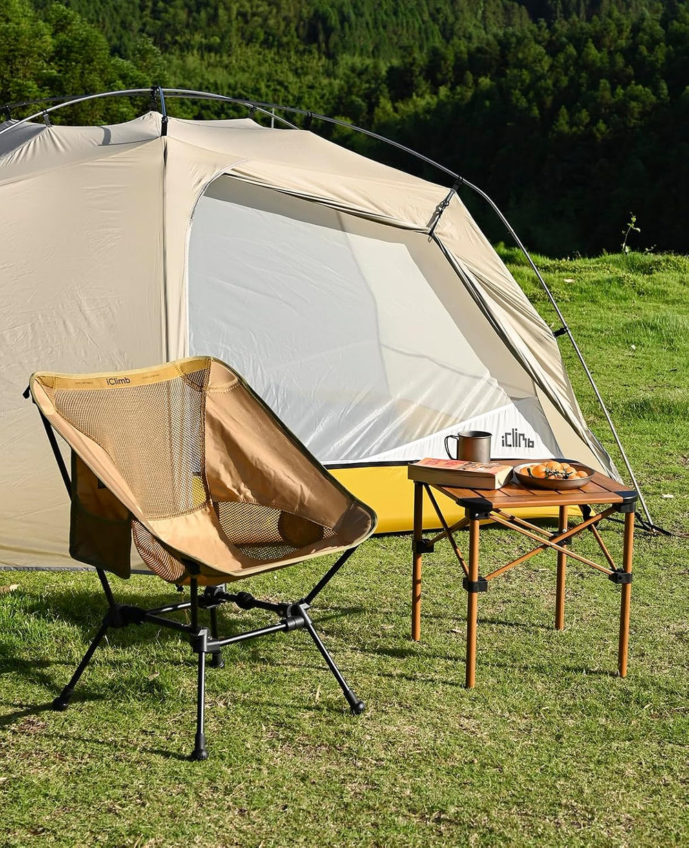 iClimb Lightweight Stable Alu. Folding Square Table Roll Up Top (Nature, S)