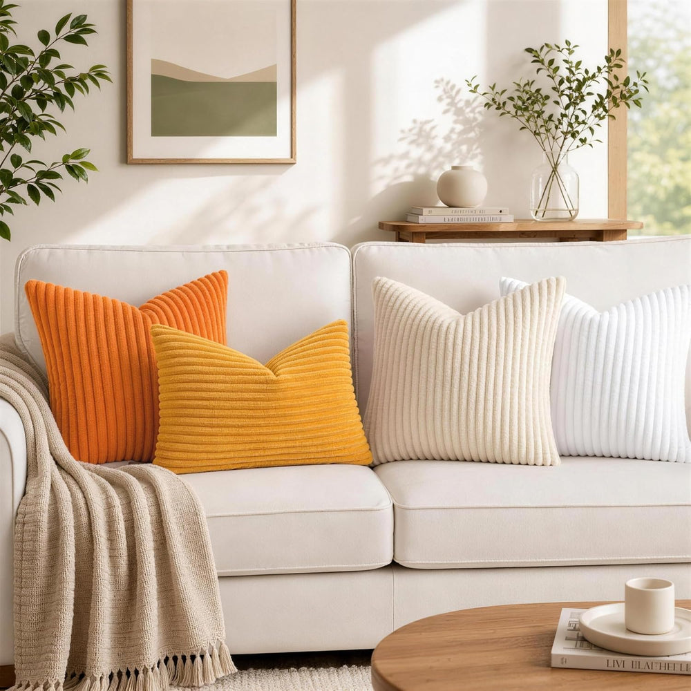 Simmore Fall Soft Apricot Flannel Throw Pillow Covers 24X24 Set of 2